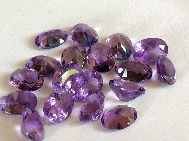 4x6mm African Amethyst Oval Cut Stone Lot, Natural Pointed Back Oval Faceted