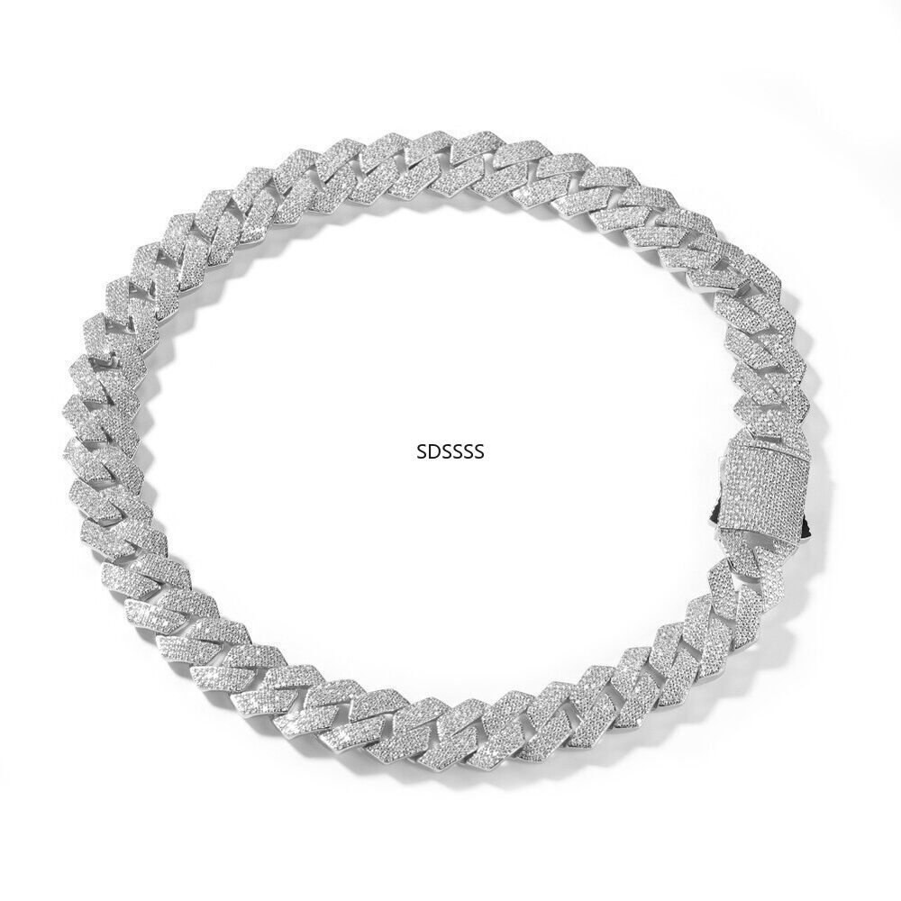 20mm Hip Hop Cubic Zirconia Men Rap Jewelry Miami Cuban Chain Necklace Bracelet