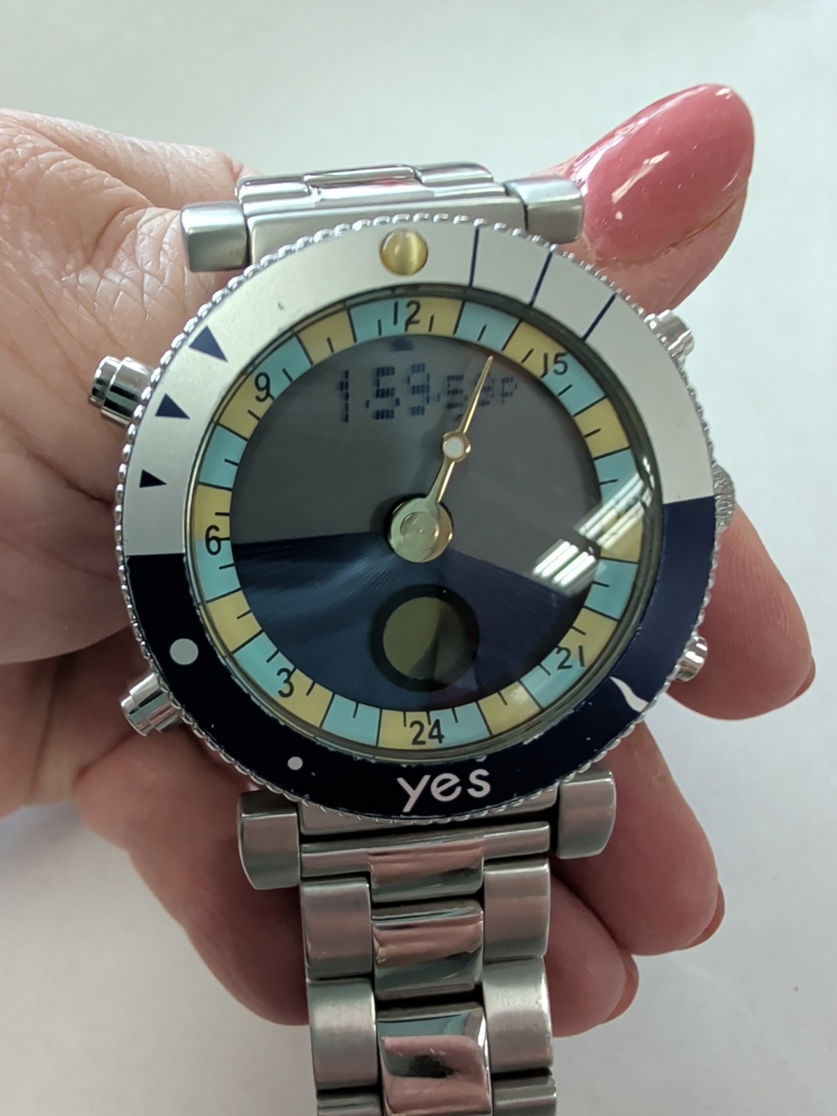 Mens YES Watch Chronograph Stainless Steel