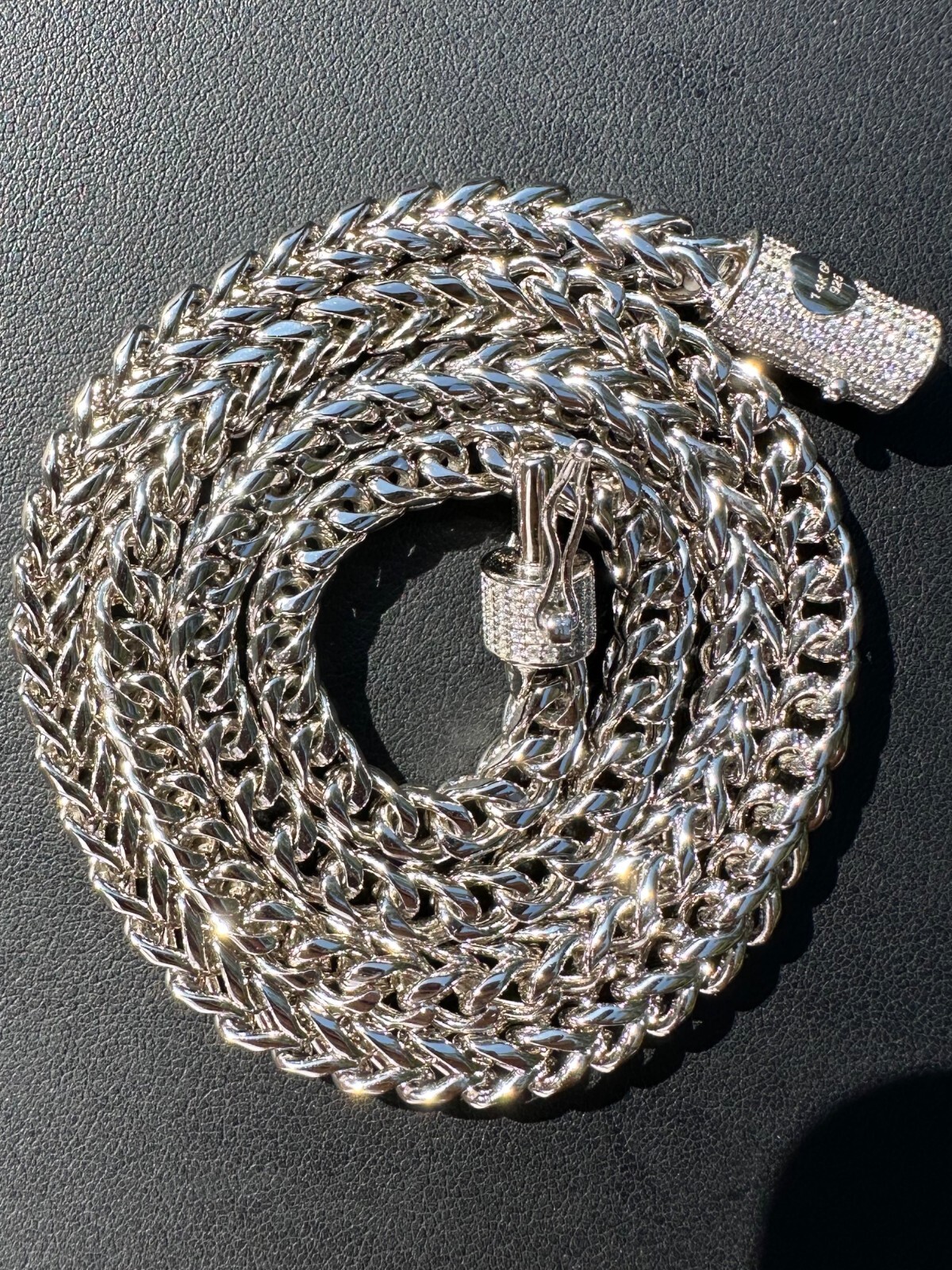 Iced MOISSANITE Clasp 925 Silver Stainless Steel Franco Chain Necklace Bracelet
