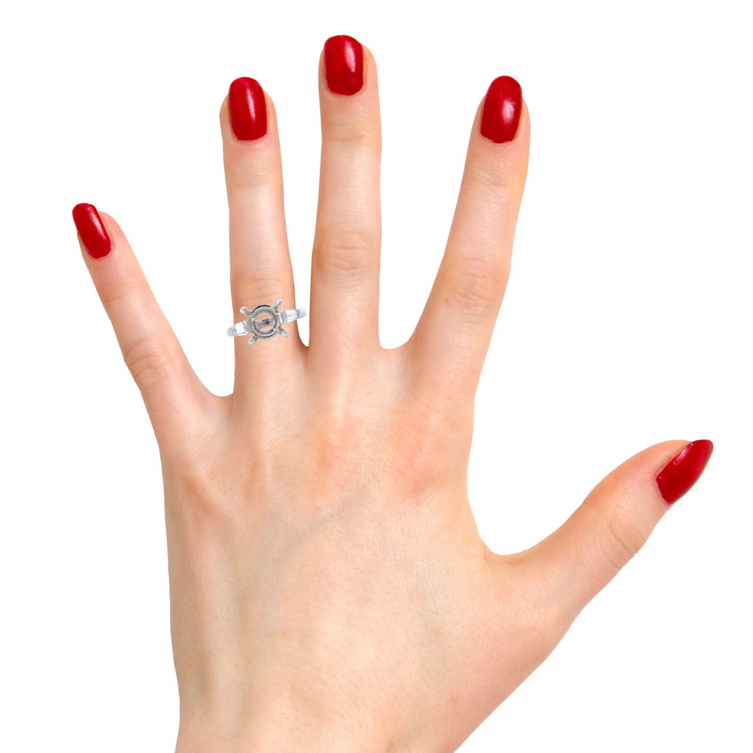 Platinum 950 0.50ctw Tapered Baguette Diamond 9.5-10mm Round Semi-Mount Ring