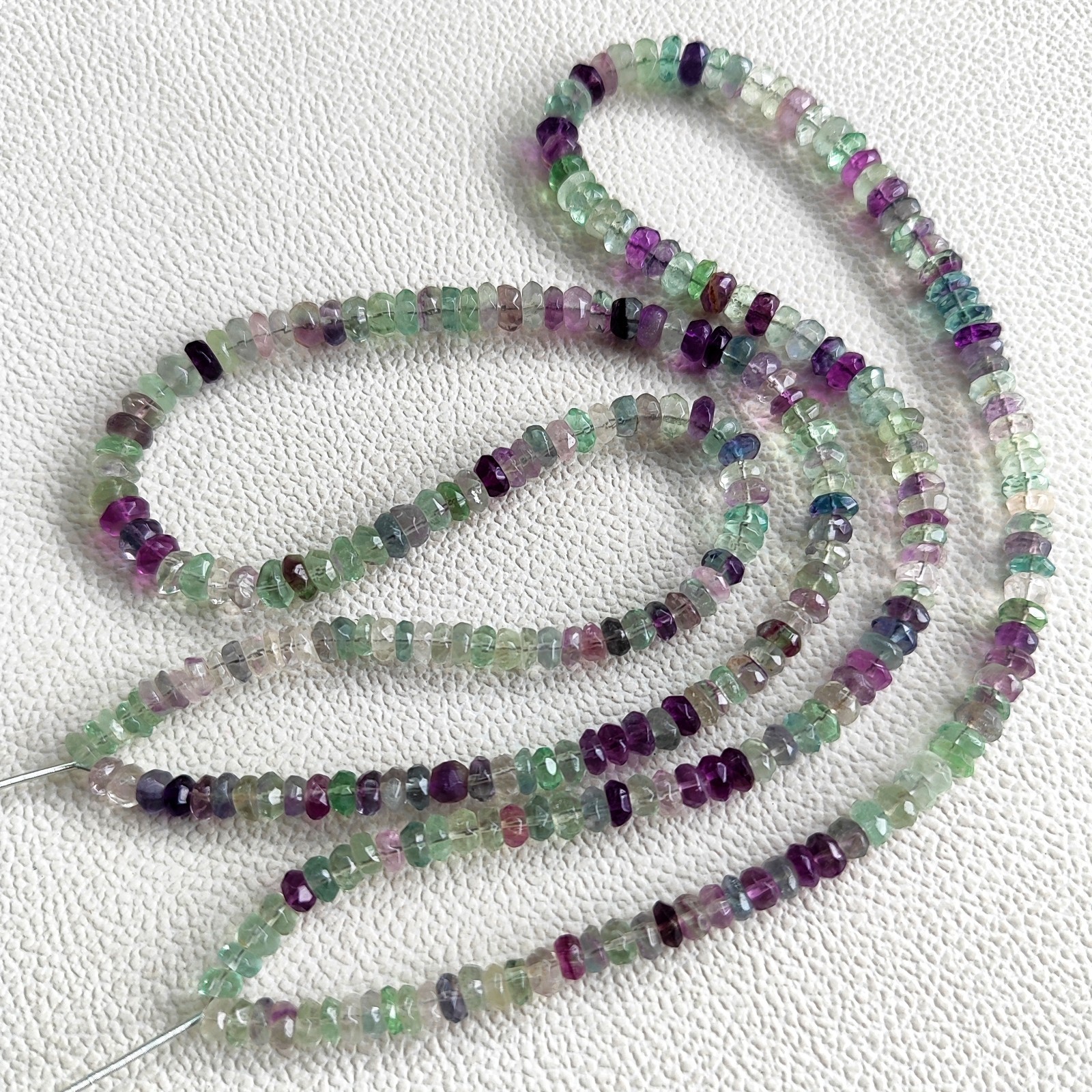 Natural Rainbow Fluorite Gems 5-6mm Faceted Rondelle Beads Strand 16″