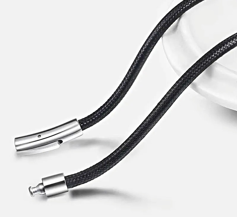 2mm Black Rope Cord Leather Chain Necklace Stainless Steel Clasp 16-30 inch