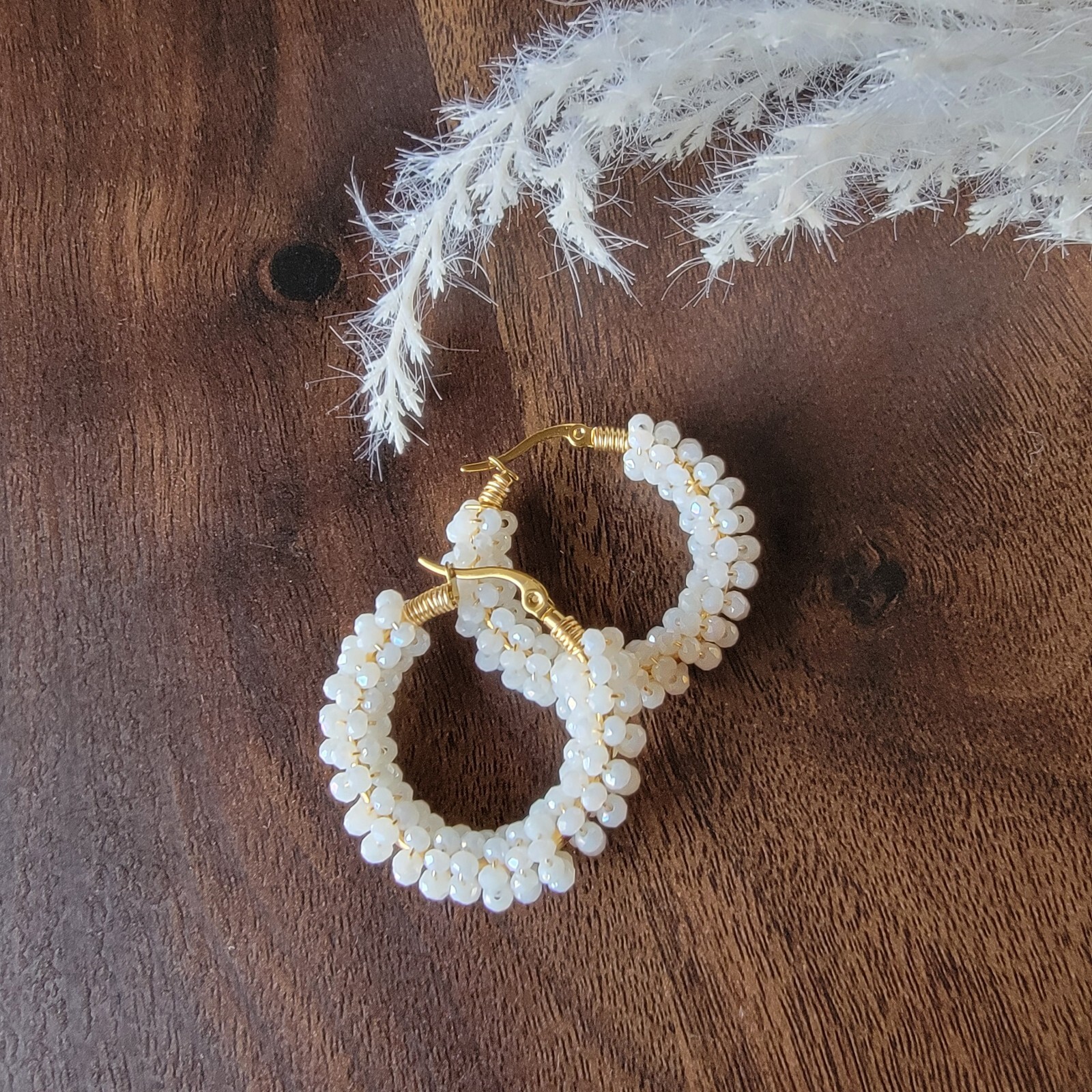 Women’s White Gold Filled Crystal Hoop Earrings For Bridesmaids Gift