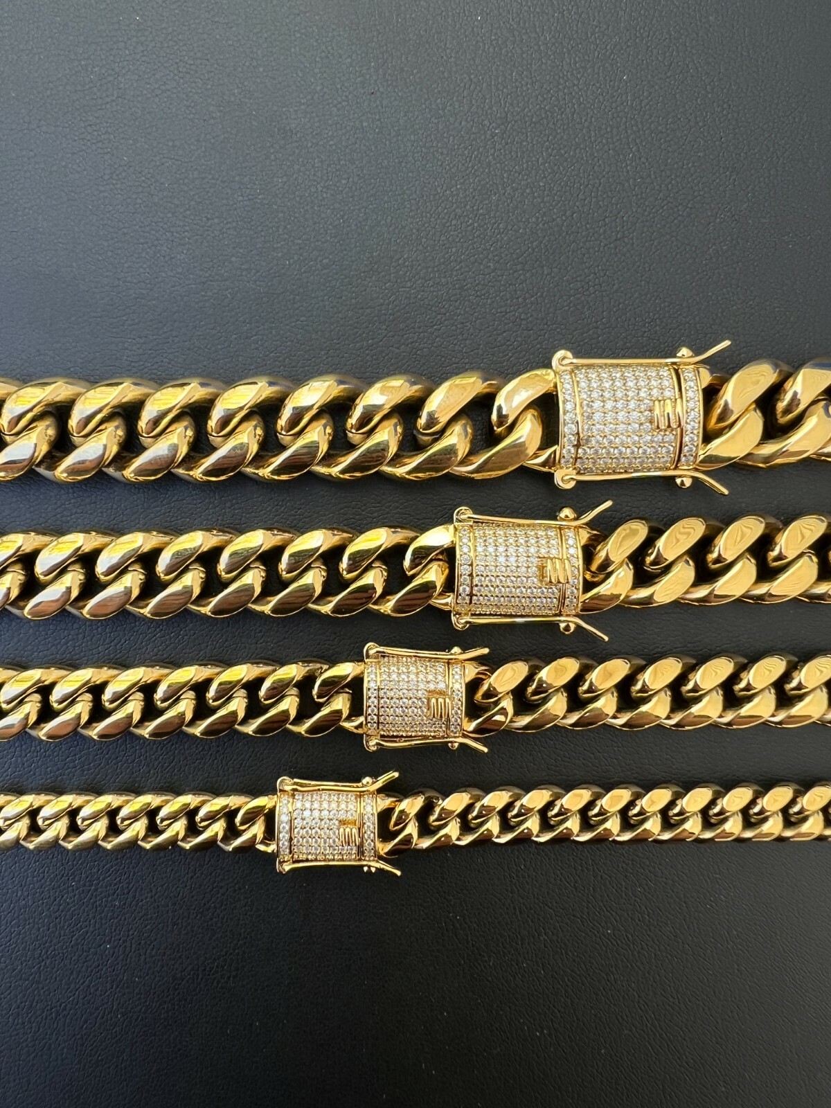 Cadena CUBANA Pulsera De Oro De 14k Vermeil Con Broche De MOISSANITE