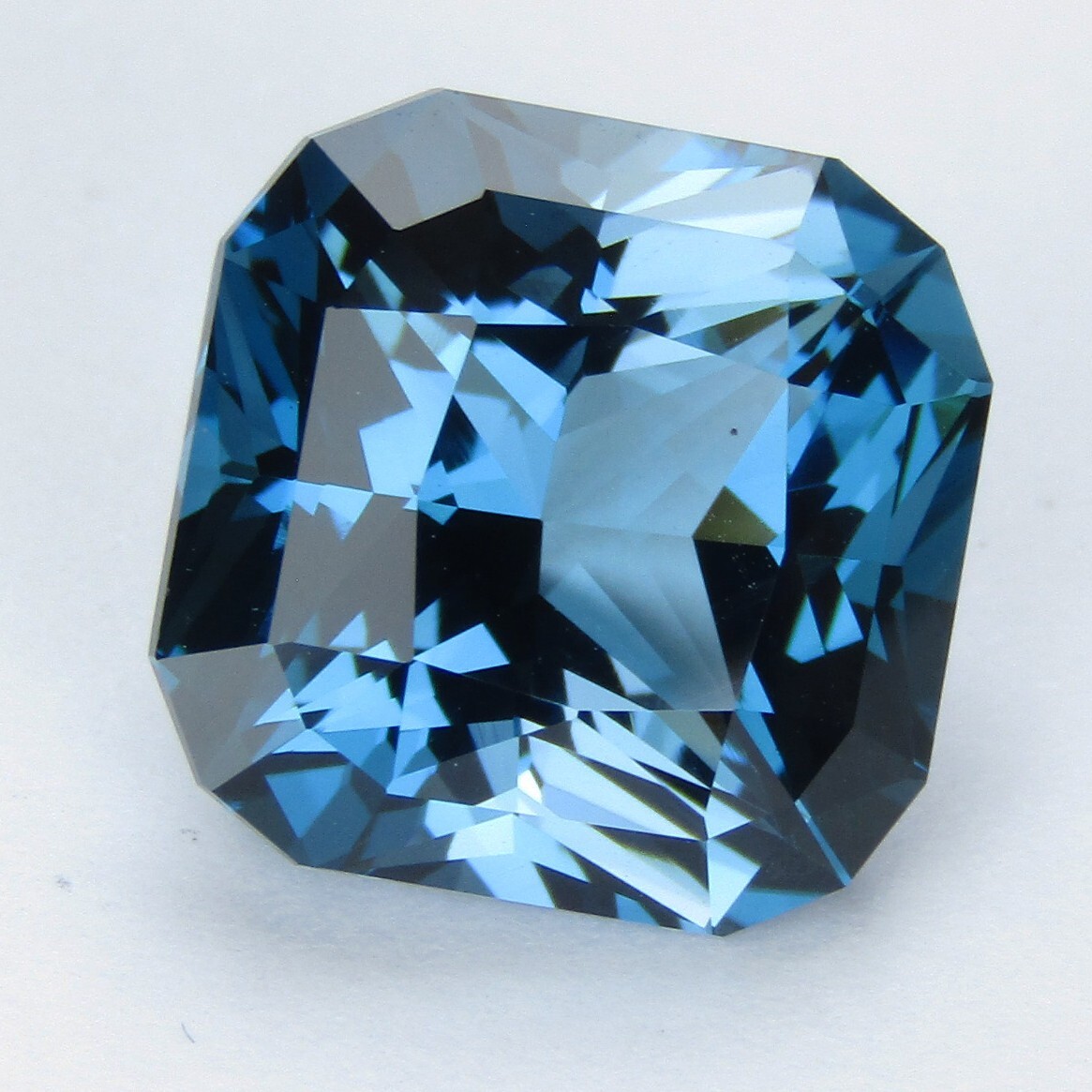 10.49Ct Striking Natural London Blue Topaz 12.3mm Cushion Precision Cut Gemstone