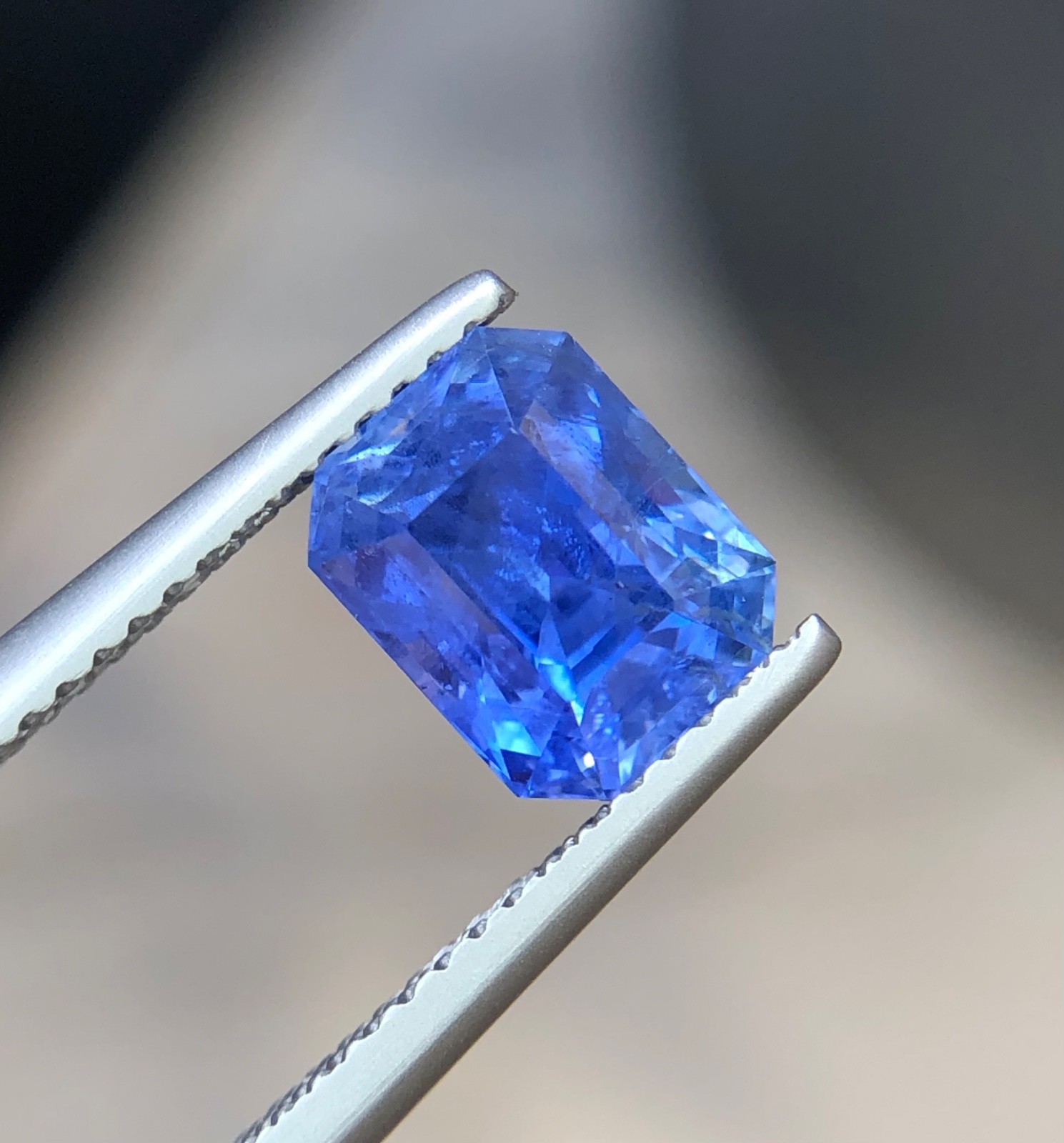 3.17 Carats Blue Sapphire Emerald Cut Certified Natural SriLanka Loose Gemstone