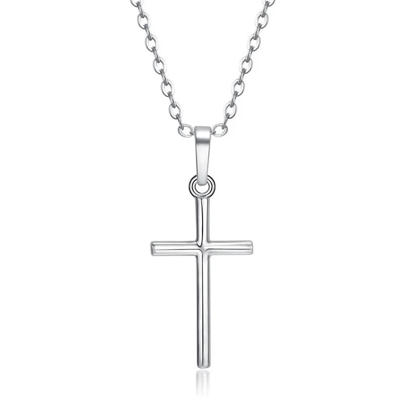 Simple Silver Gold Plated Cross Pendant Necklace Women Men’s Jewelry Gift