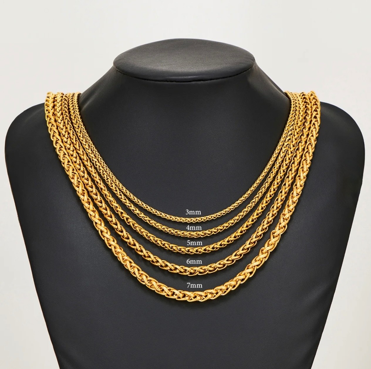 18K Gold Filled Wheat Spiga Chain Necklace 18-24″ Mens Women’s