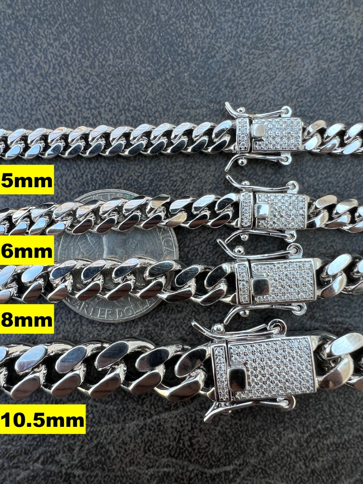 Real Miami Cuban Chain Necklace 925 Silver MOISSANITE Iced Clasp Passes Tester