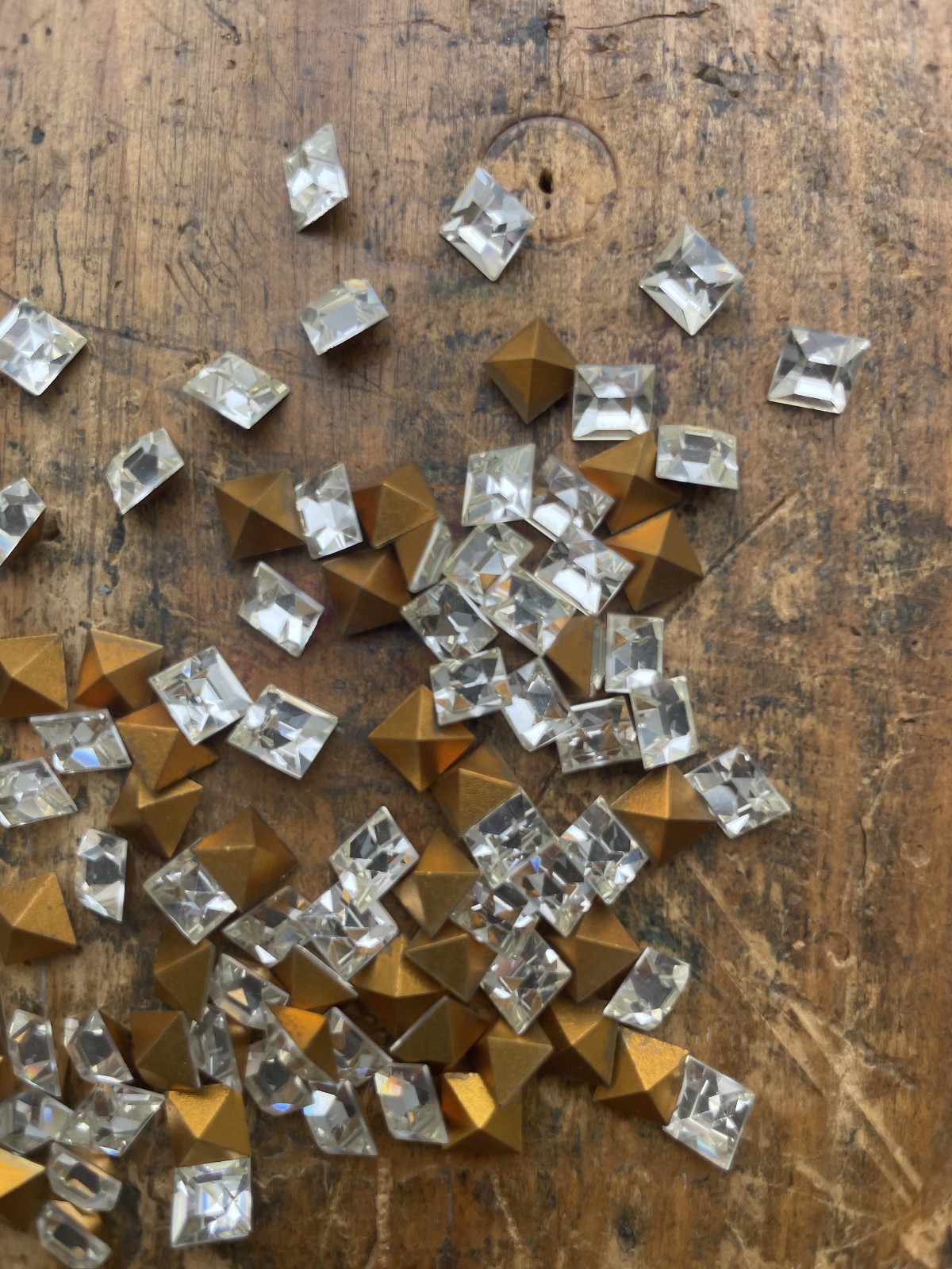 (1 Gross=144) NEW Vintage SWAROVSKI 6mm Crystal Square Faceted Gold Foiled