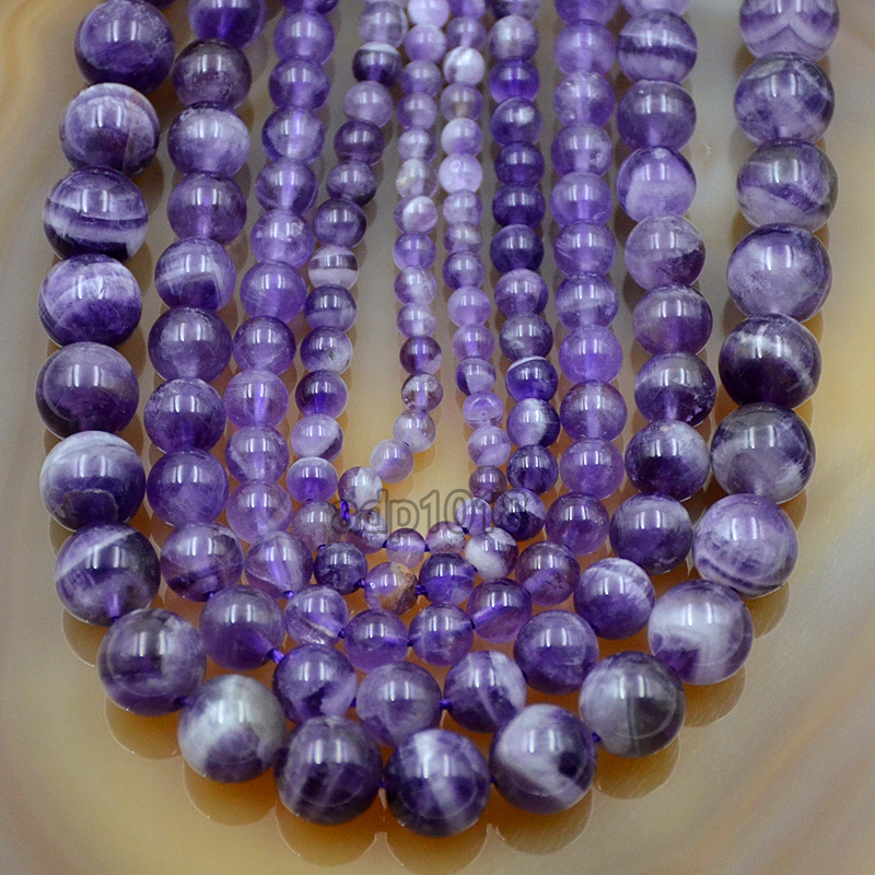 Natural Purple Dream Lace Amethyst Loose Beads Strand 15.5″ 4mm 5mm 6mm 8mm 10mm