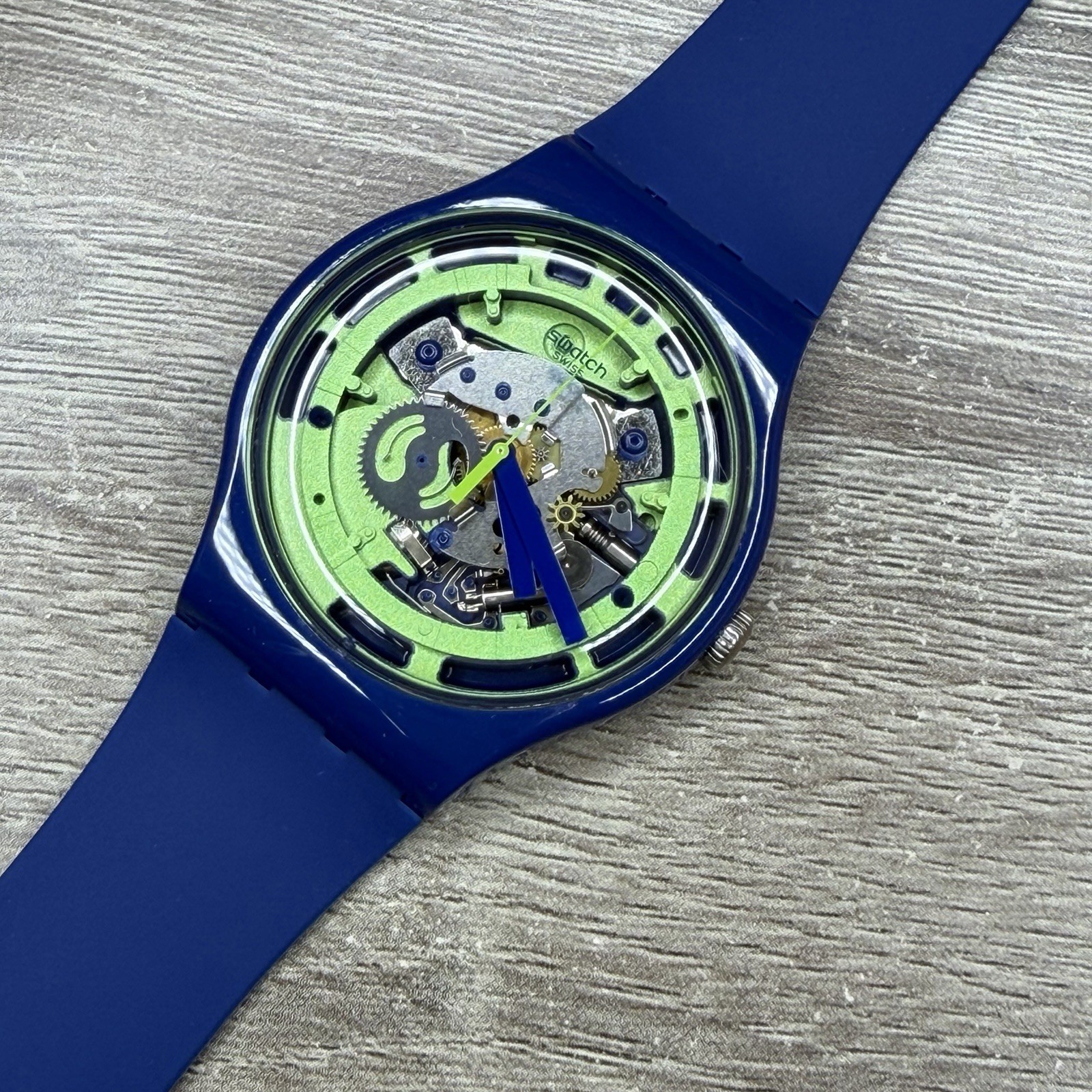 NEW✅SKELETON✅ Swatch Originals GREEN ANATOMY Blue Silicone Unisex Watch SUON147