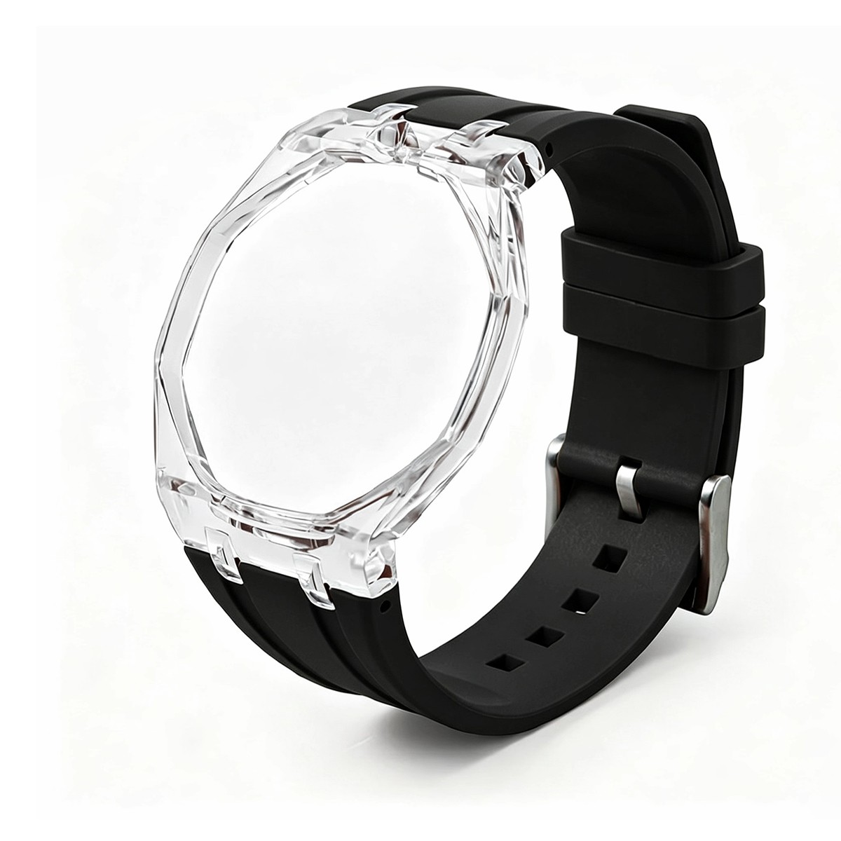 Transparent PC Glacier Case Silicone Wristband Mod Kit For Swatch X AP Royal Pop