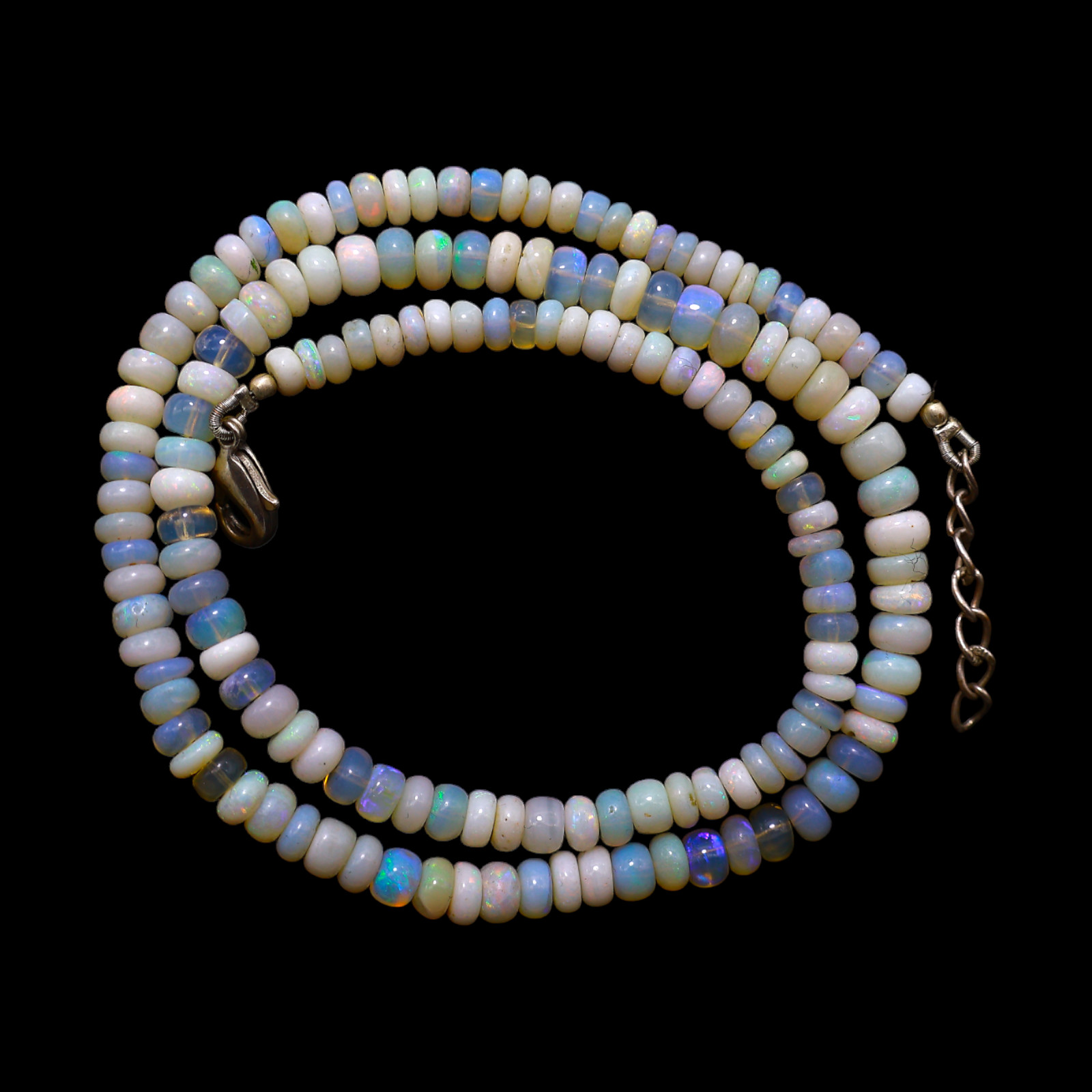Smooth Multi Color 4X5 MM Fire Opal Beaded Not Applicable Rondelle Wife Necklace