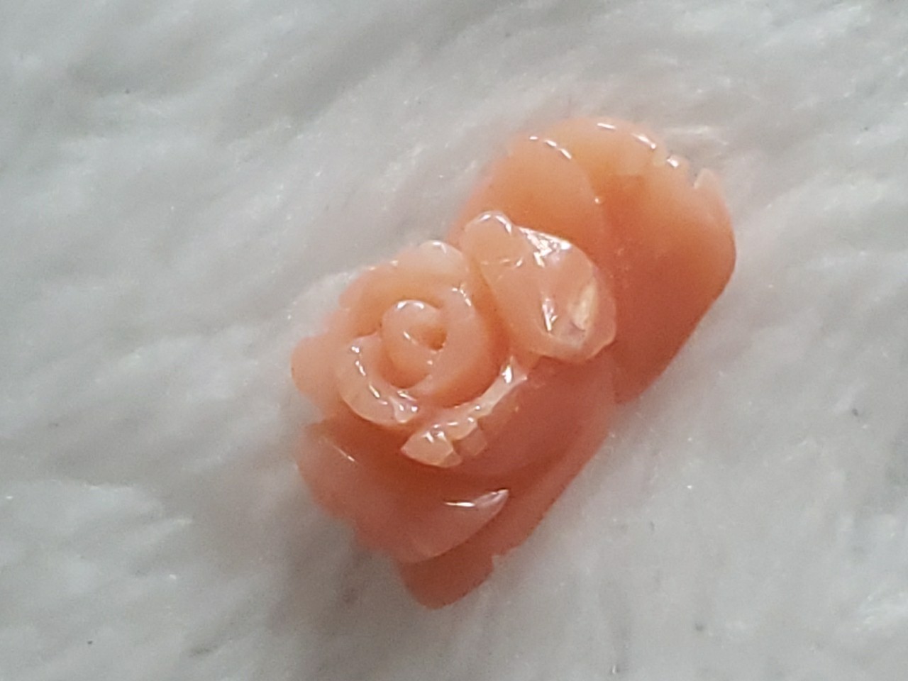 Vintage Hand Carved Pink Coral Floral Rose Loose Gem Jewelry Projects 15mm