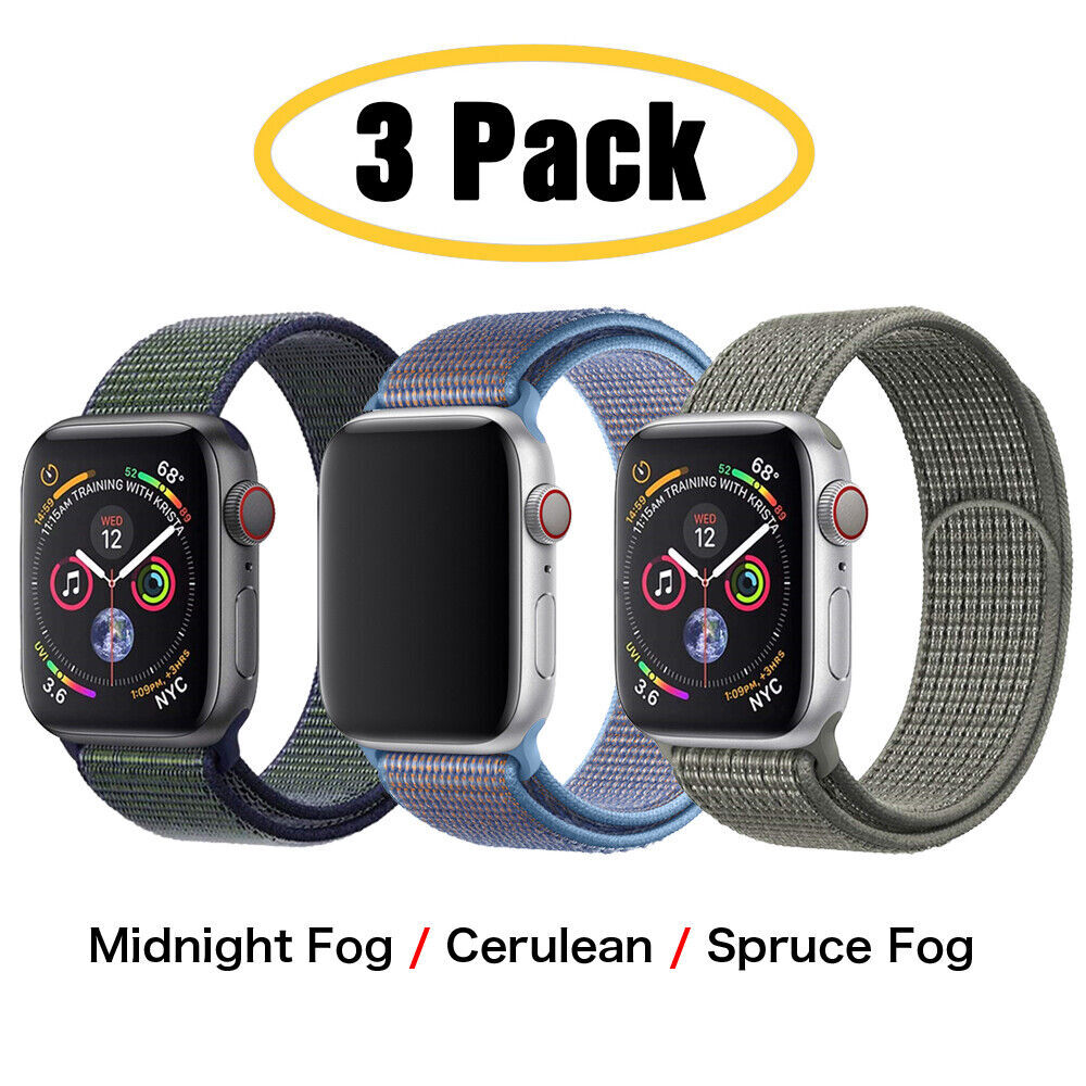 3 PACK Nylon Sport Band Strap For Apple Watch Series 10 9 8 7 6 5 4 SE 38/49mm