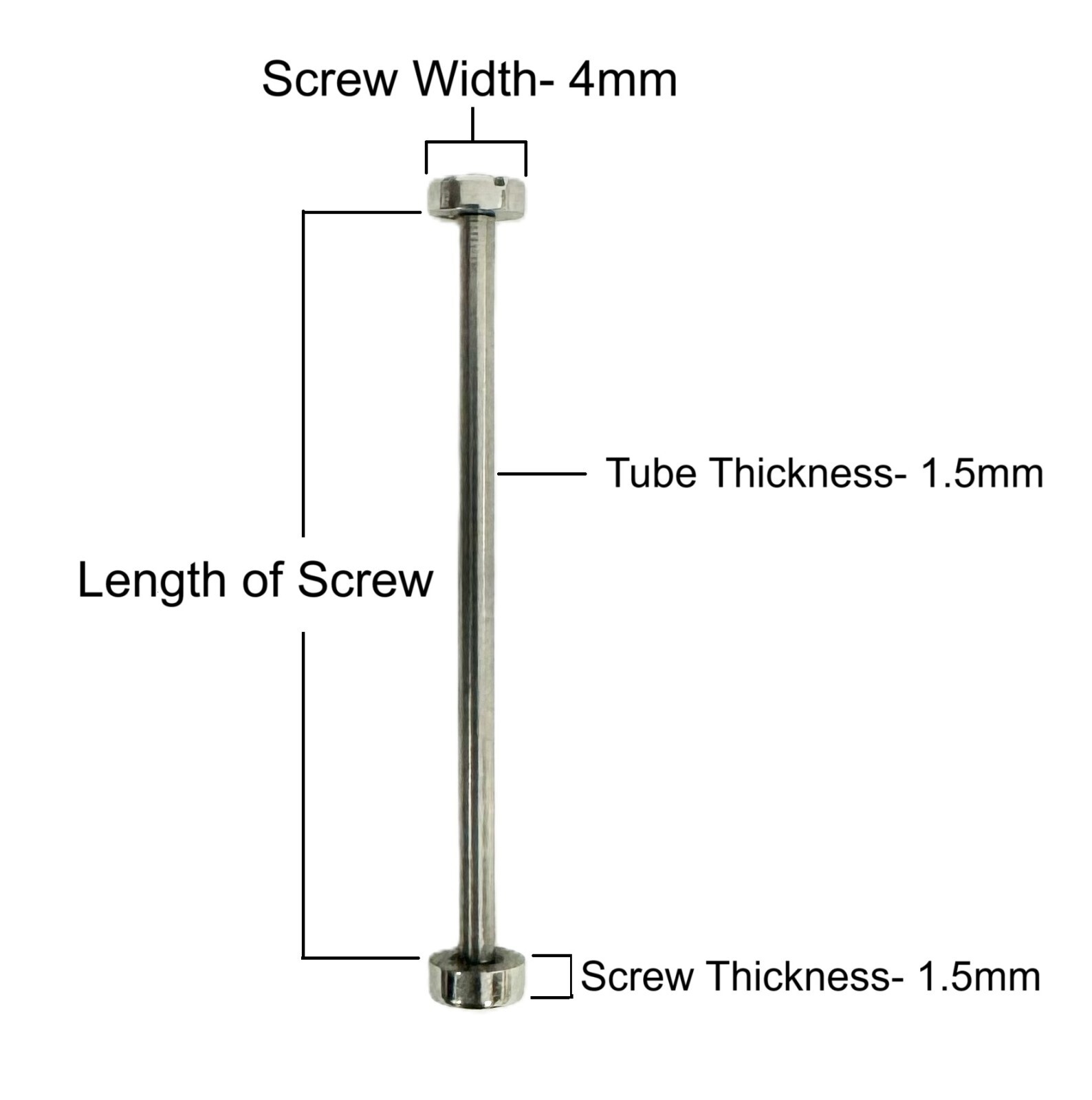 Watch Screw Lugs (Pins) Size (12mm to 40 mm) Thick 1.5mm for Steel/Leather Bands