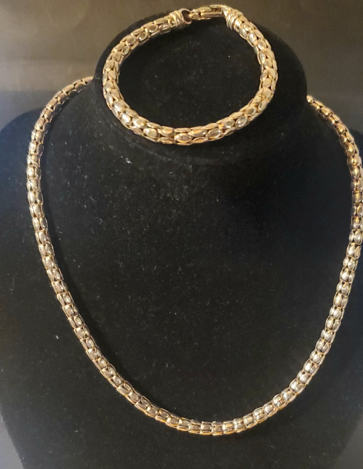 DOBBS ITALY 925 Sterling Popcorn Chain Set 18″ Necklace & 7.25″ Bracelet 5.35mm