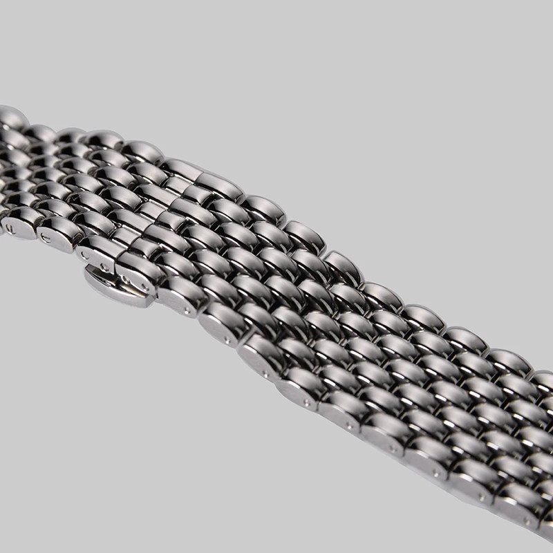 316L Stainless Steel Watch Band Beads of Rice Bracelet 18mm 19mm 20mm Silver