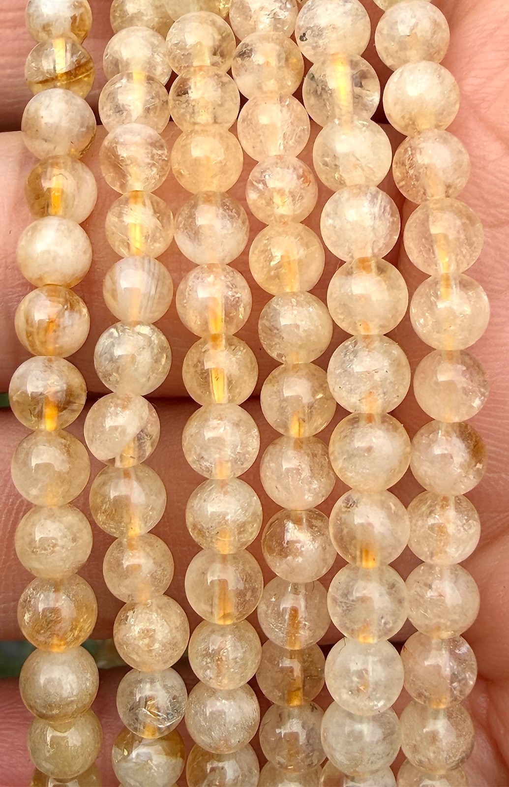 Wholesale Lot 6 Pcs Natural Citrine 4mm 7.5” Crystal Stretch Bracelet