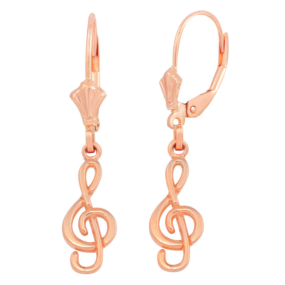 Gold Treble Clef Musical Symbol Earring Set(Available in Yellow/Rose/White Gold)