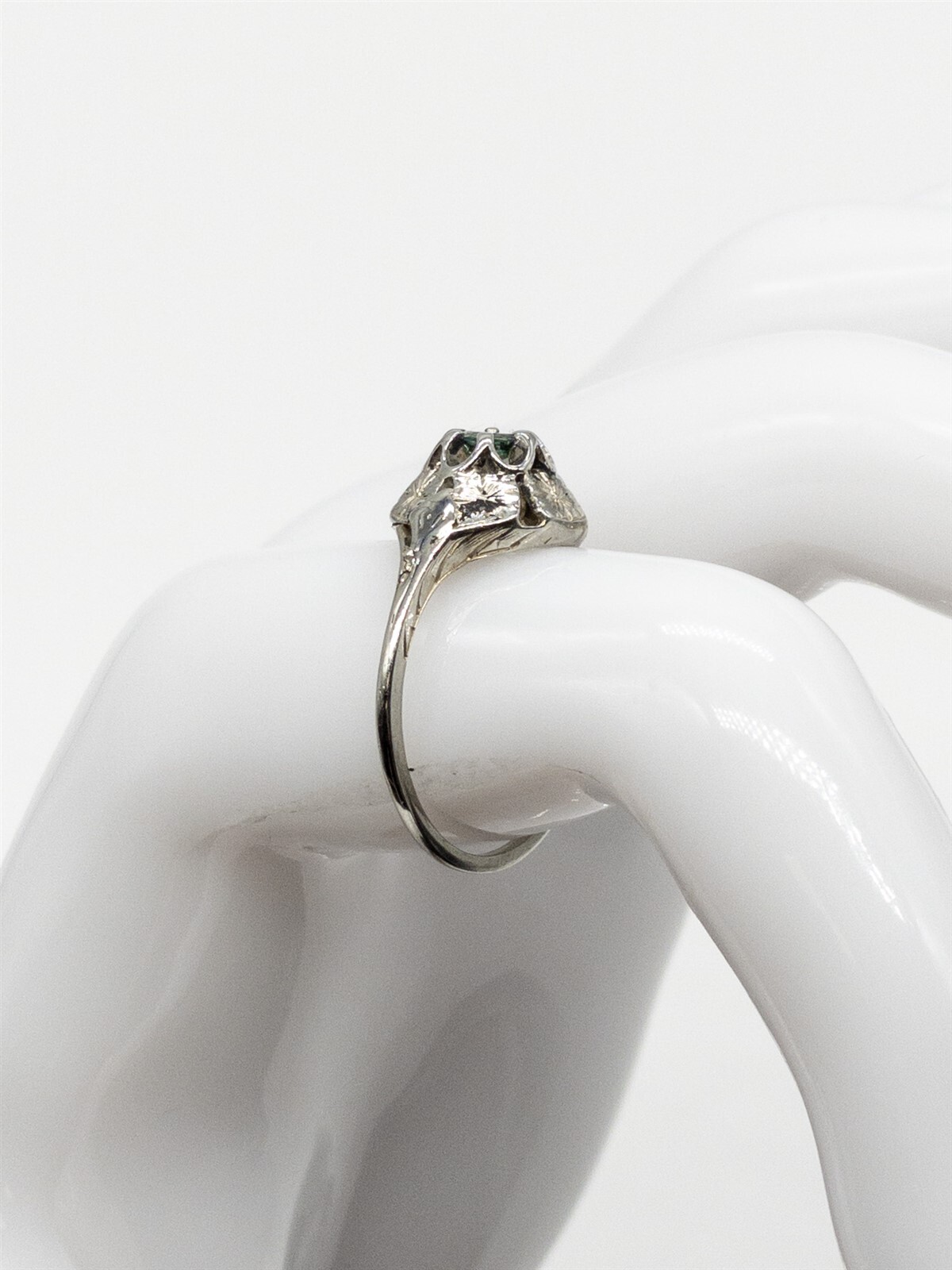 Antique 1920 $2400 .33ct AAA+++ Natural Alexandrite 18k White Gold Filigree Ring