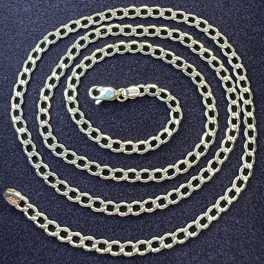 Solid 10k Yellow Italian Gold Cuban Link Chain Necklace 16″ Long 2.7mm Wide