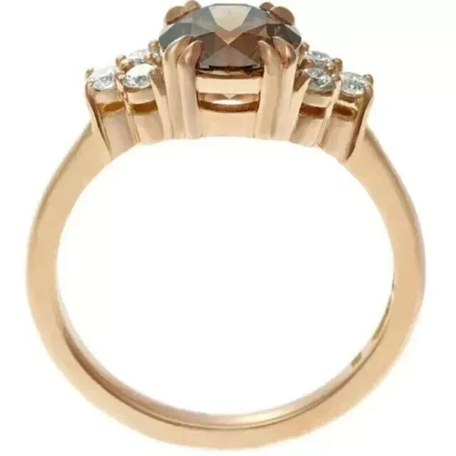 2Ct Round Cut Lab Created Chocolate Diamond Wedding Ring 14K Rose Gold Plated