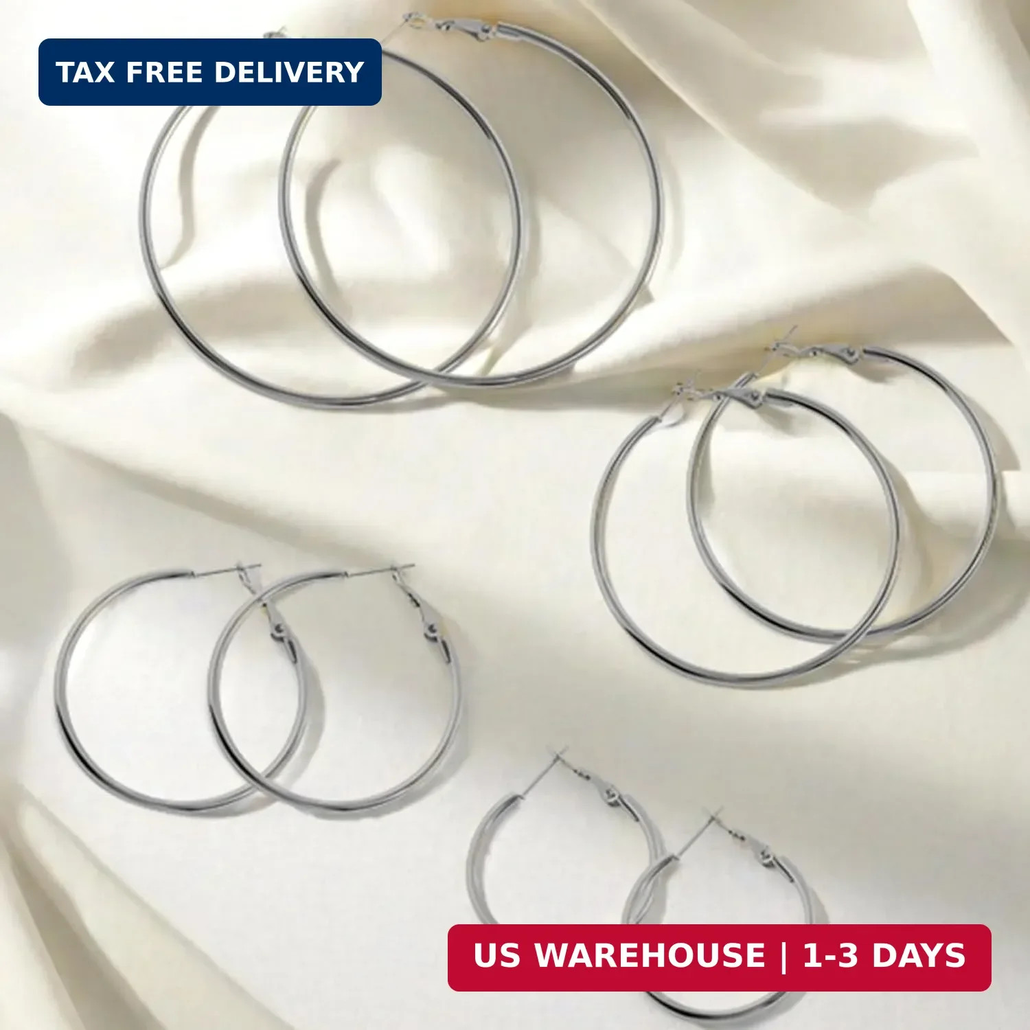 4 Pairs Stainless Steel Hoop Earrings Set for Women Hypoallergenic | Hypoallerge