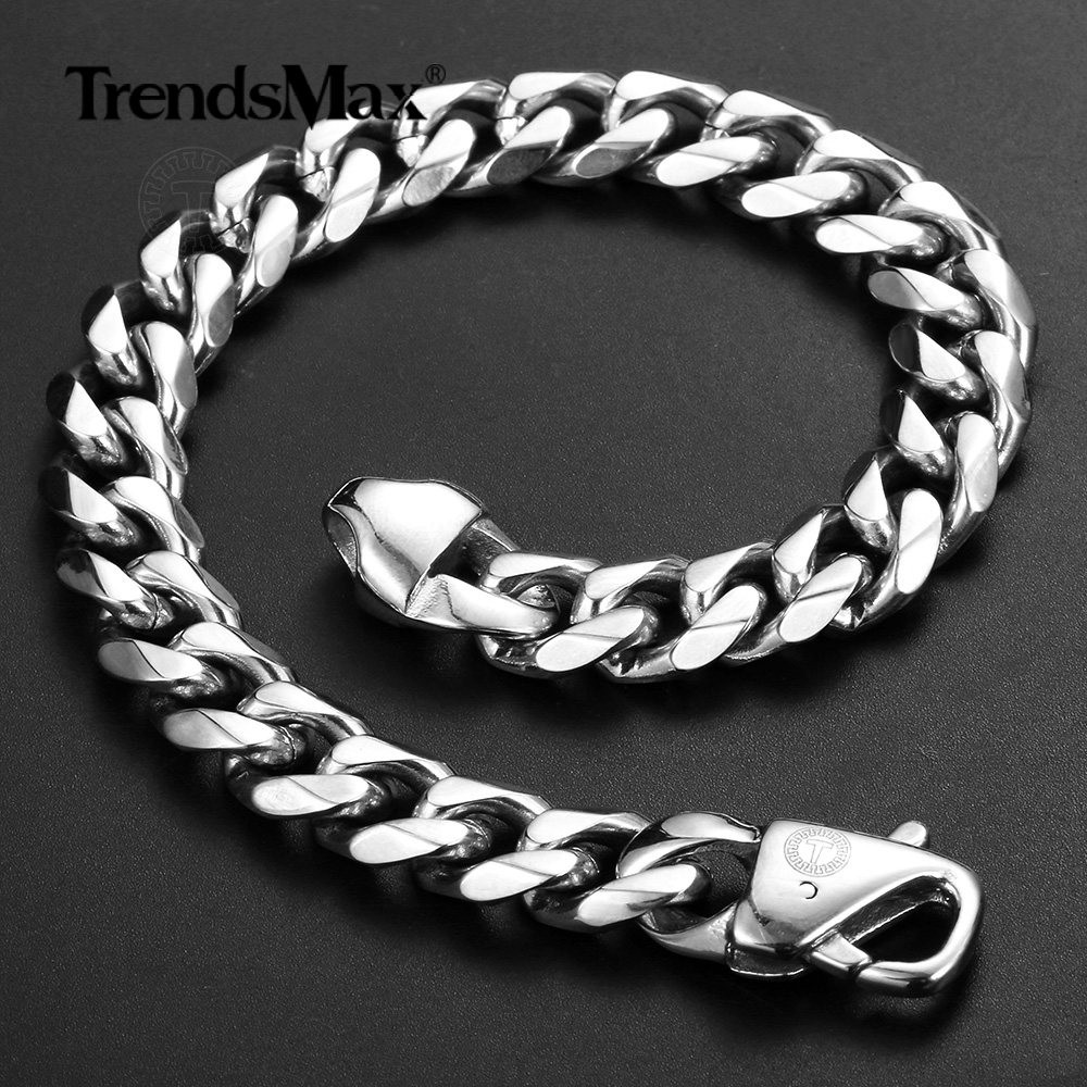 11mm wide 316L Stainless Stee lCuban Curb Chain Bracelet Jewelry for Unisex Men