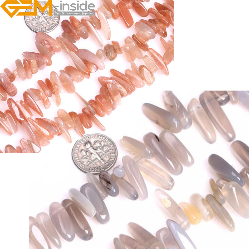 Natural Stone Pionts Sticks Spike Sunstone Larimar Loose Bead Jewelry Making 15″