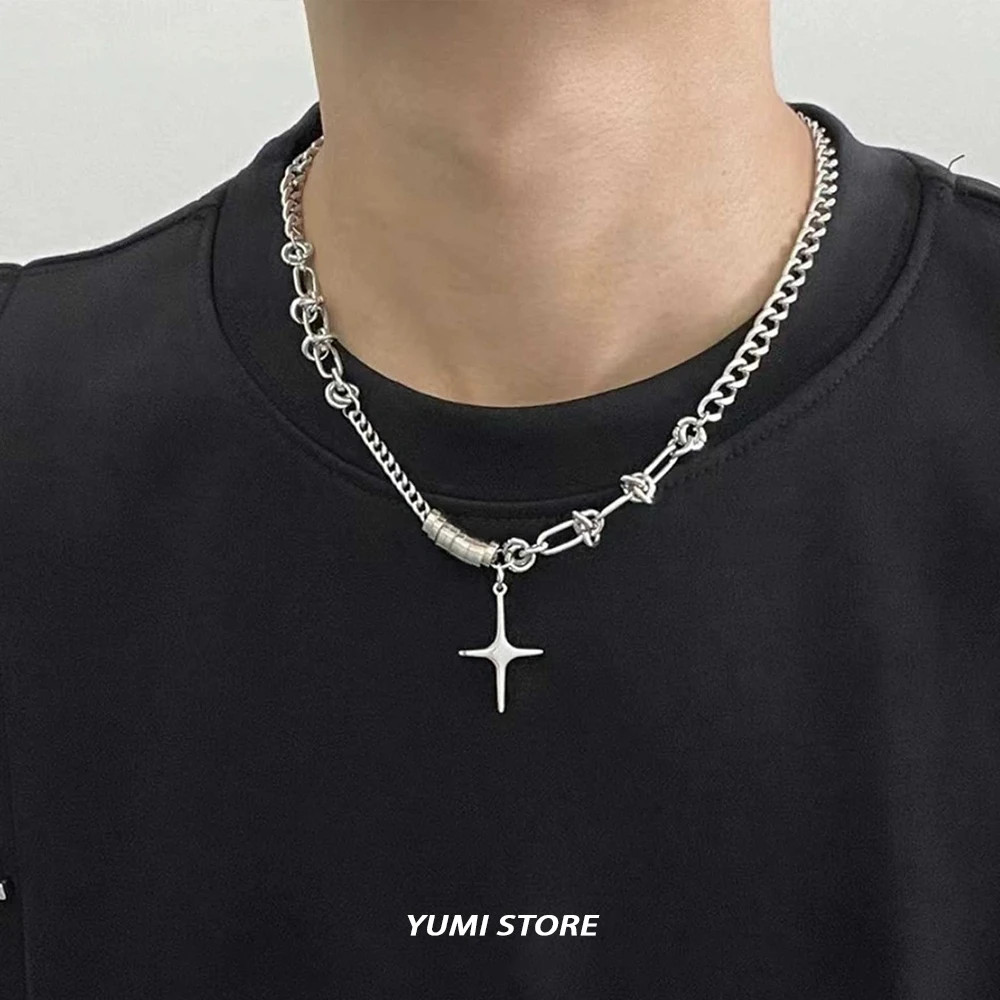 Hip Hop Star Cross Titanium Steel Neck For Man Woman Non Fading Splicing Cuban C