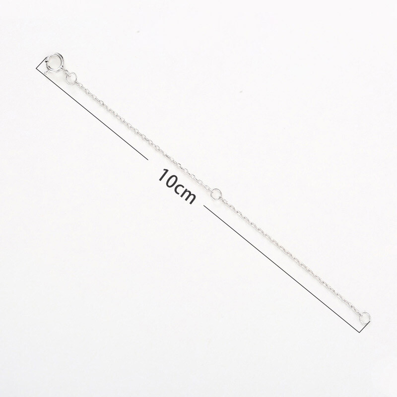 2PCS 925 Sterling Silver Necklace Extension O Chain Safety Spring Clasp Extender