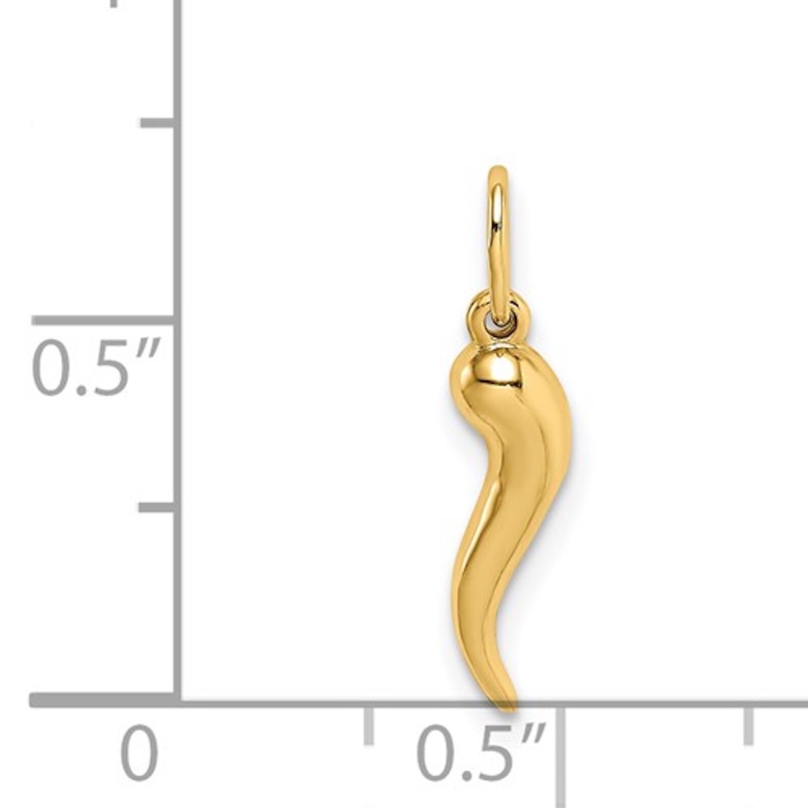 10K Real Gold 3D Italian Horn 18mm / 0.7″ Cornicello, Chili, Pendant – GP59