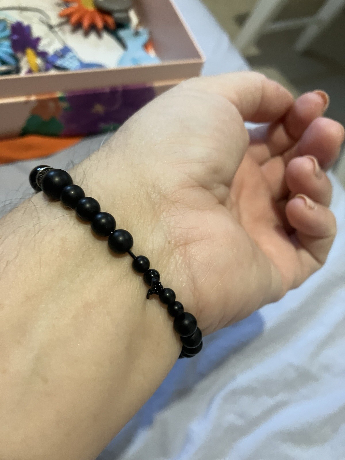 Light blue white and Black Lava Bead Essential Oils Aromatherapy