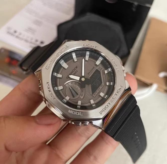 Casio G-Shock GA2100 Silver Case Black Dial Quartz Watch Brand New With Box