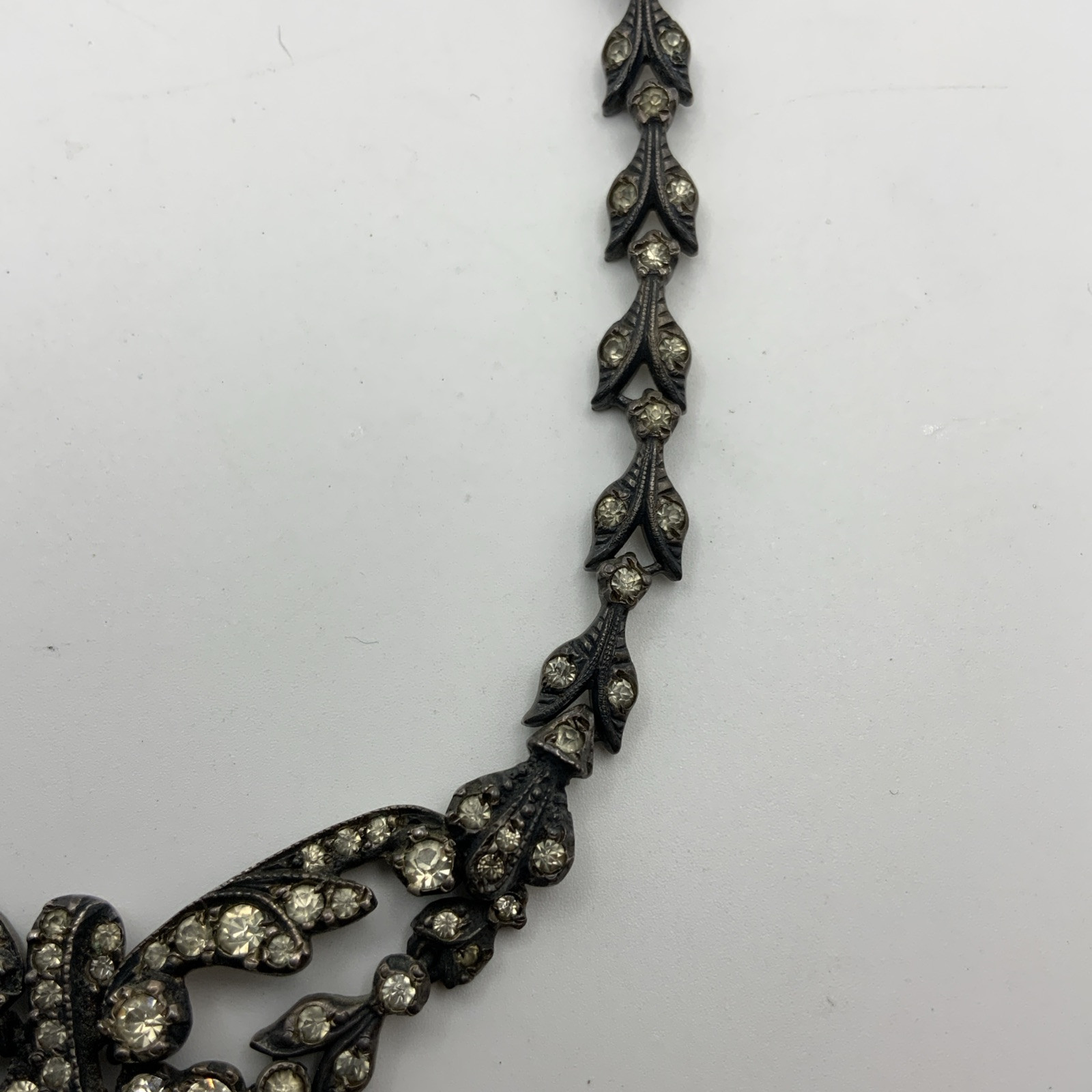 Antique Victorian Diamond Paste Sterling Silver Foiled Back Necklace, 41.7g