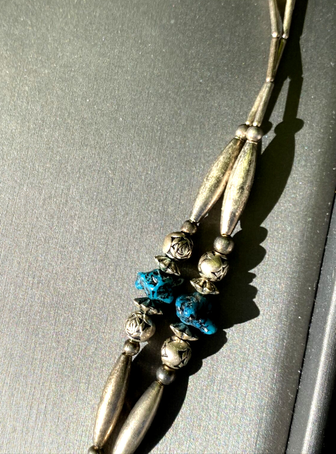 Vintage Necklace Southwest Liquid Silver Turquoise Estate Fine Jewelry Pre-Owned