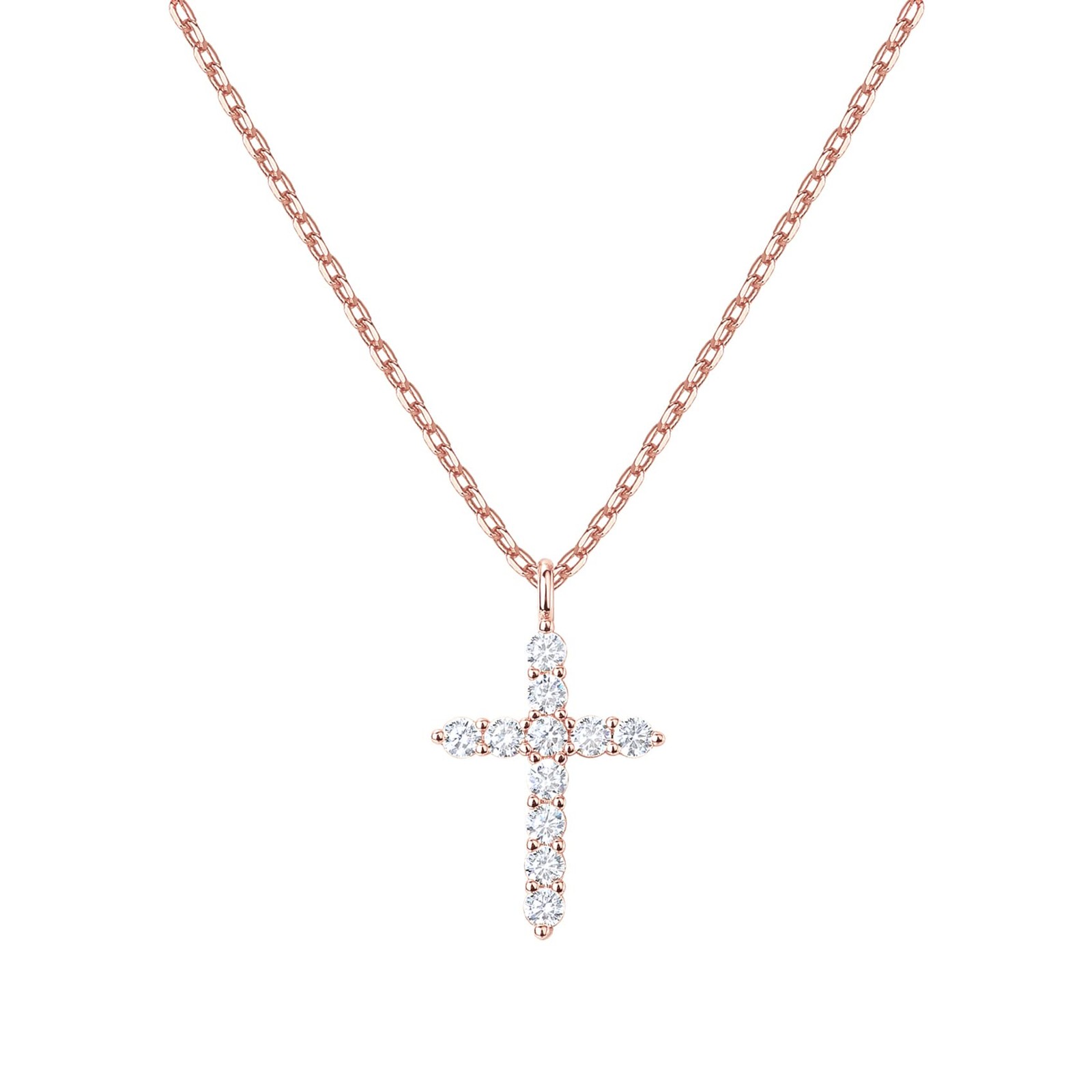 14K Gold Plated Cubic Zirconia Cross Necklace Women Faith Pendant Jewelry Set