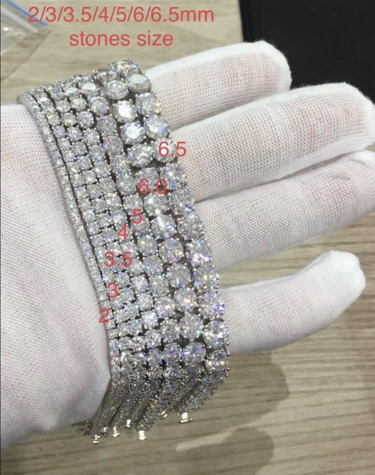 Tennis Bracelet SOLID 925 Sterling Silver MOISSANITE Passes Tester 3mm 0.1 Ct 6”