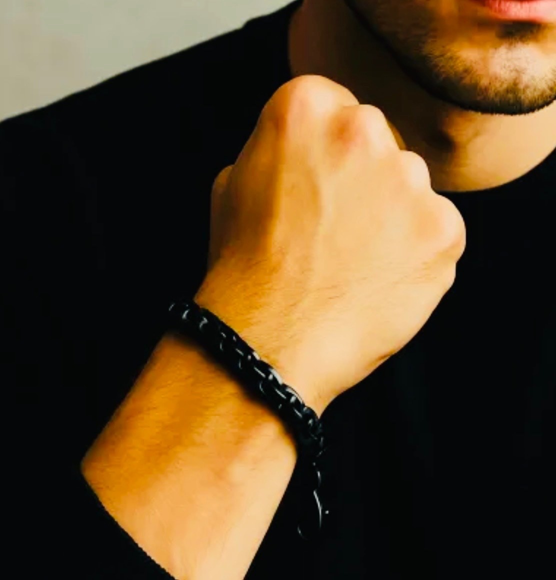 Bandmax Men’s Black Stainless Steel Chain Link Bracelet Lobster Clasp NWOT