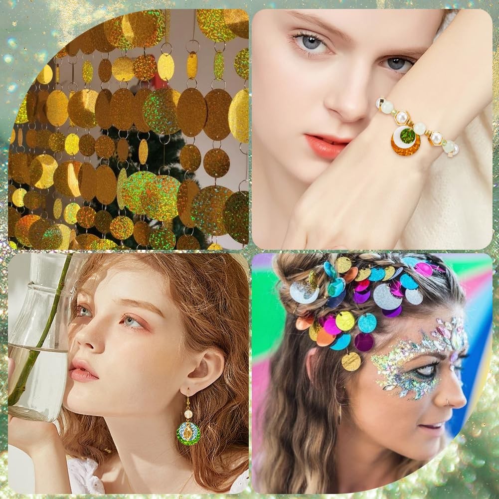600Pcs 5 Colors Round Sequins Flat Sequin Paillettes 20mm Plastic PVC Colorfu…