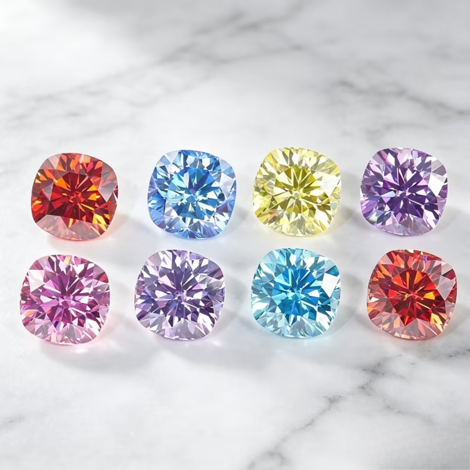 0.5-3ct Eight Colors Cushion Cut Moissanite Loose For Ring Pendant inlay GRA