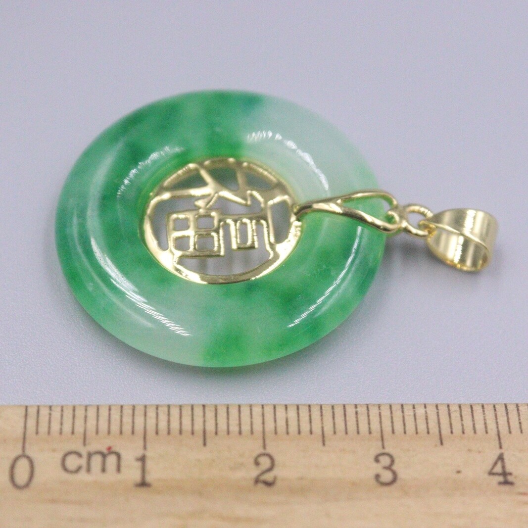 GP Heating Jade Pendant For Women Female Green 福 Round Lucky Pendant Gift