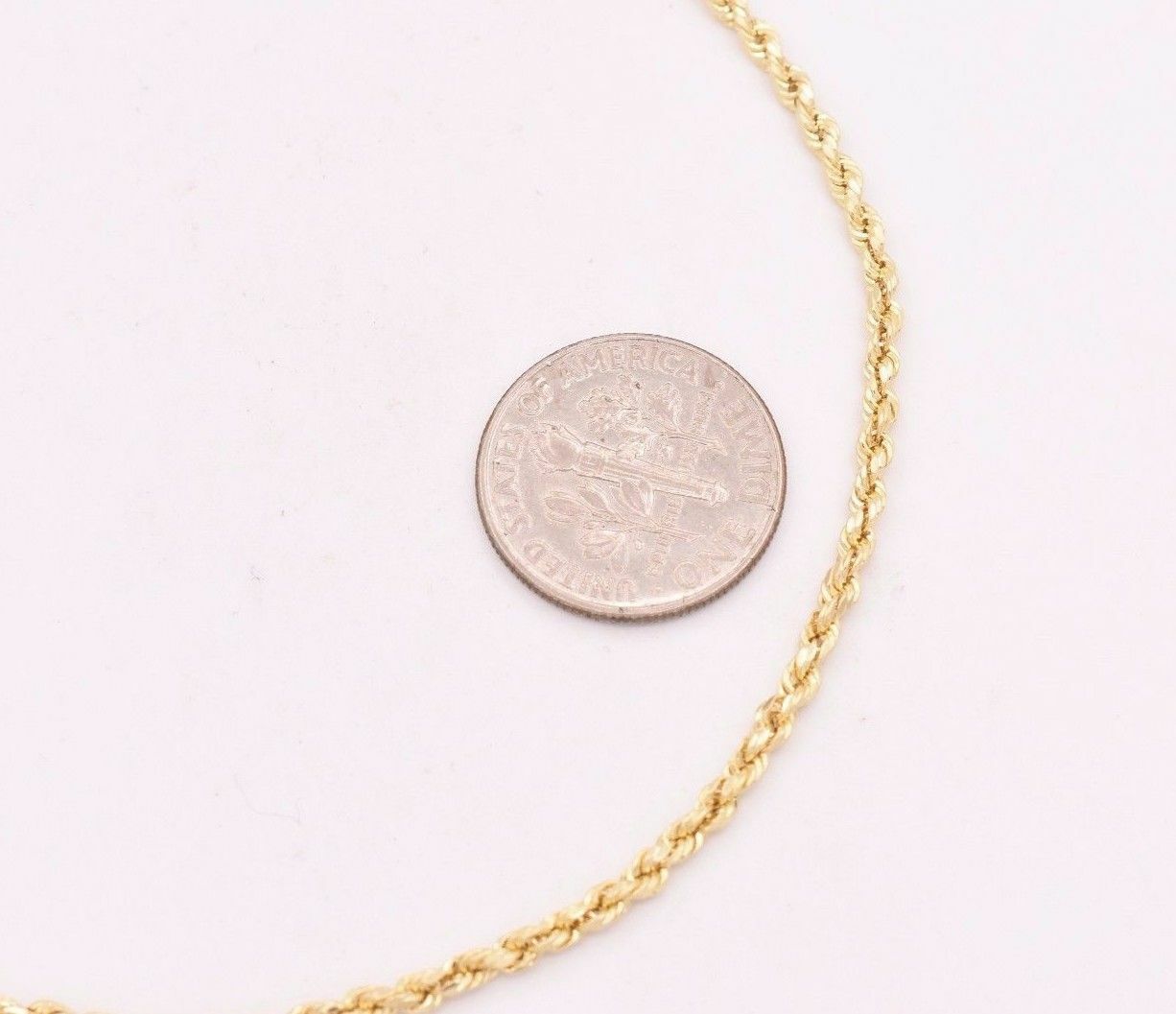 2.0mm Twisted Rope Chain Ankle Bracelet Anklet Real 10K Yellow Gold 10″
