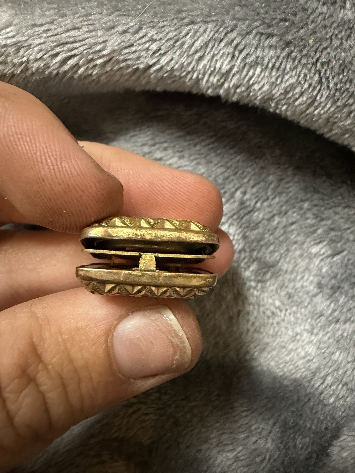 Square Gold filled Metal Photo Locket Pendant Hinged w/ Bail, 2 Photos
