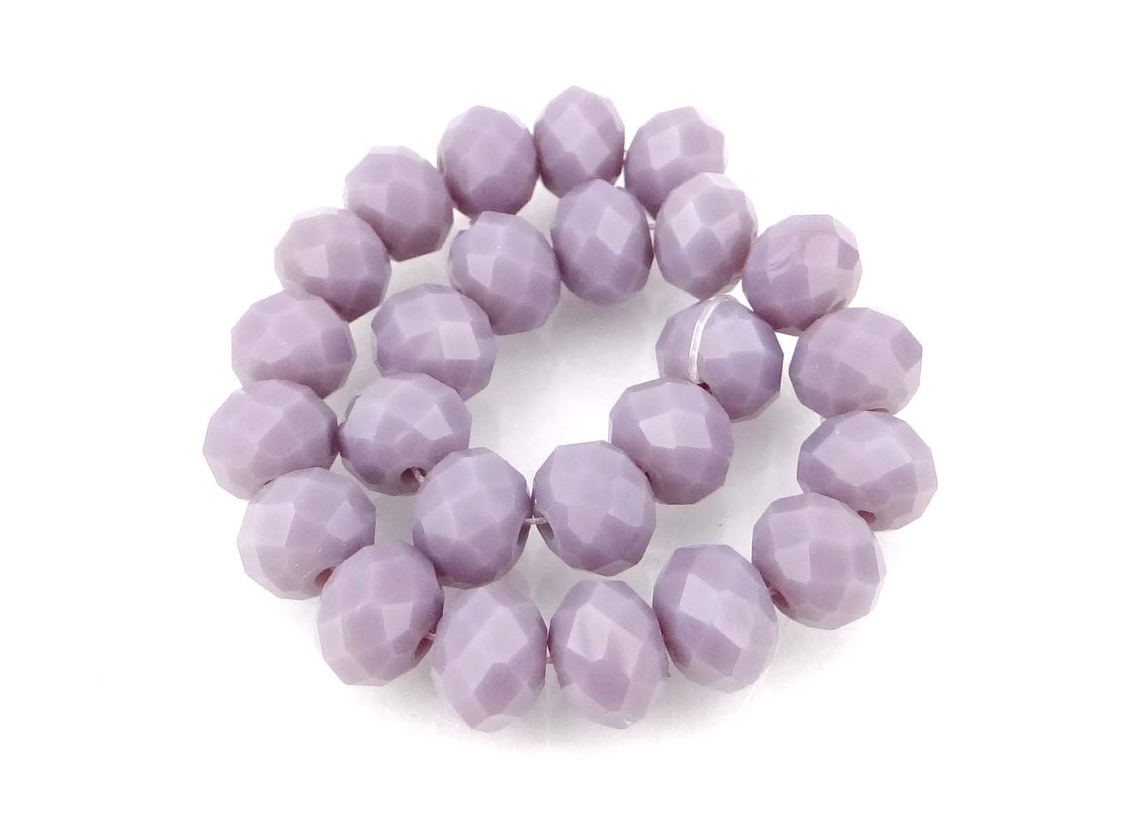 25 Czech Glass Faceted Rondelle Beads – Opaque Amethyst 8x6mm