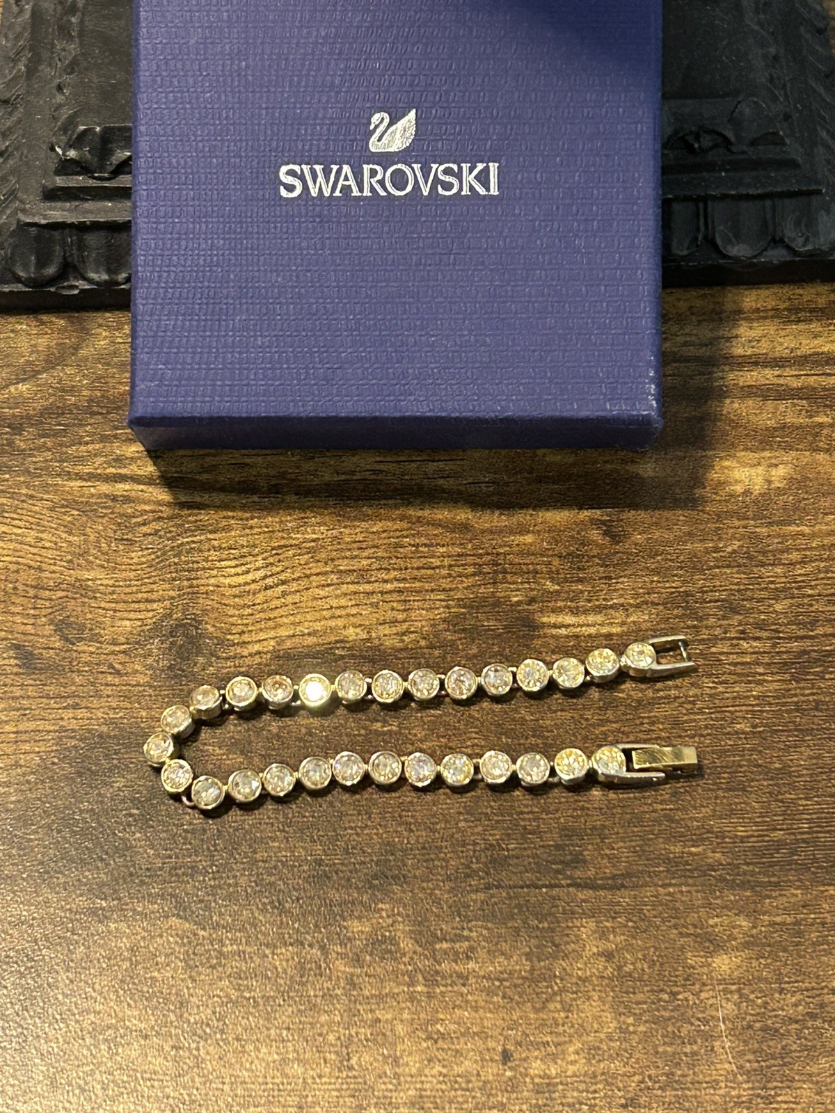 Stunning Swarovski Champagne Yellow Gold Plated Tennis Bracelet see Description