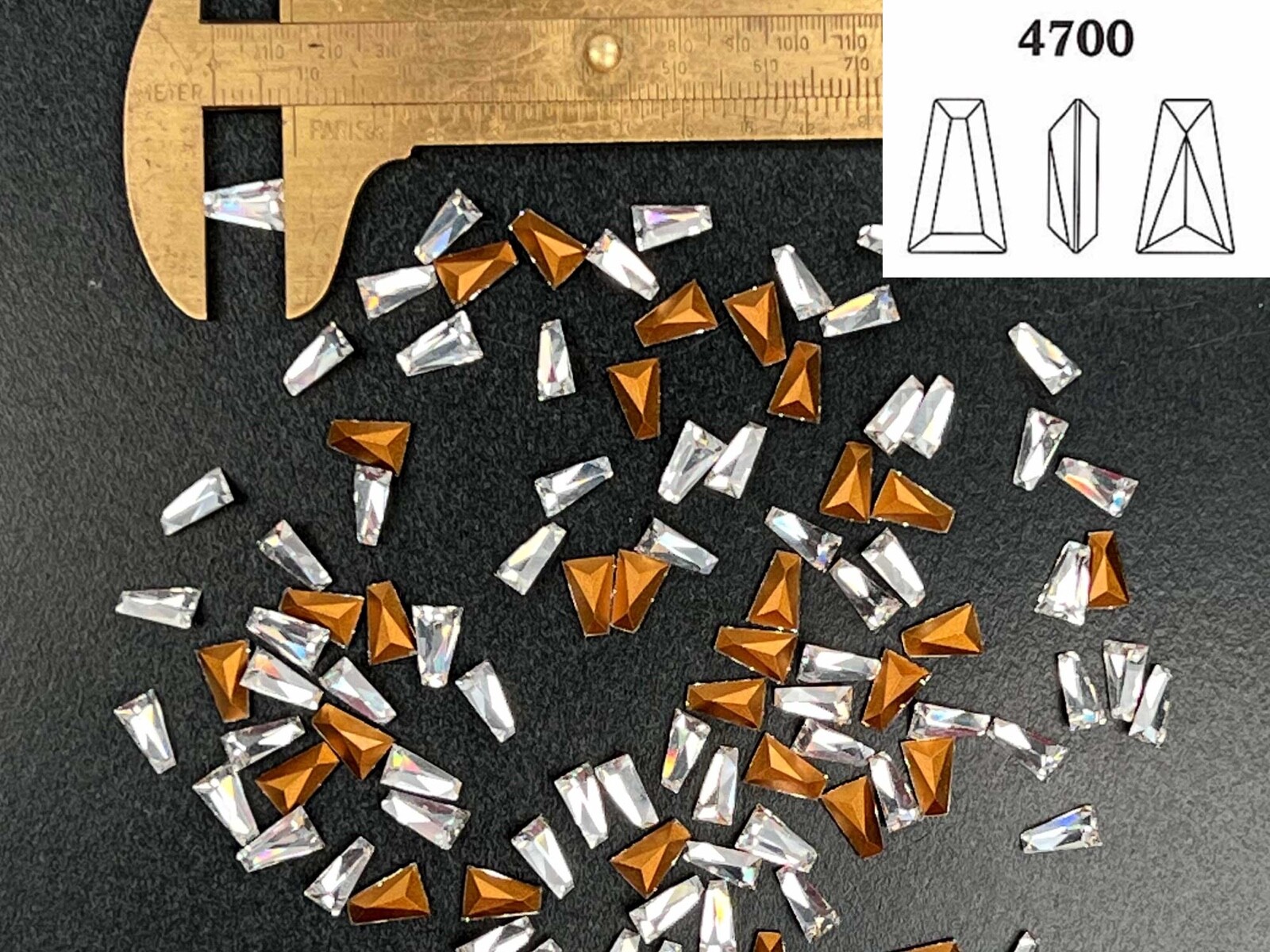 Swarovski Art.4700 #18 8.5x6x2.6mm Vintage Keystone Rhinestones,Tapered Baguette
